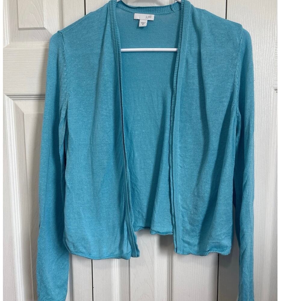 J Jill Breezy Linen Blend Open Front Cardigan Size XS
